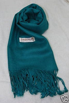 Fair Trade 70% Pashmina(Cashmere) 30% SILK Shawl Teal