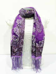 Lovely Hand Made Thai Floral Scarf Shawl Purple