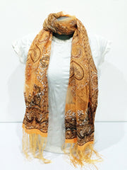 Lovely Hand Made Thai Floral Scarf Shawl Gold