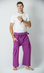 Cotton Thai Fisherman Yoga Massage Pants Solid Purple