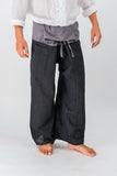 Cotton Thai Fisherman Yoga Massage Pants Two Tone Black Grey