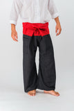 Cotton Thai Fisherman Yoga Massage Pants Two Tone Black Red