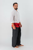 Cotton Thai Fisherman Yoga Massage Pants Two Tone Black Red
