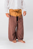 Cotton Thai Fisherman Yoga Massage Pants Two Tone Brown Beige
