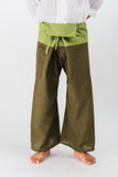 Cotton Thai Fisherman Yoga Massage Pants Two Tone Olive Green