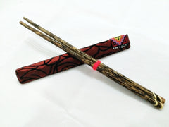 1 Pair Mango Wood ChopSticks With Thai Hill Tribe Holders