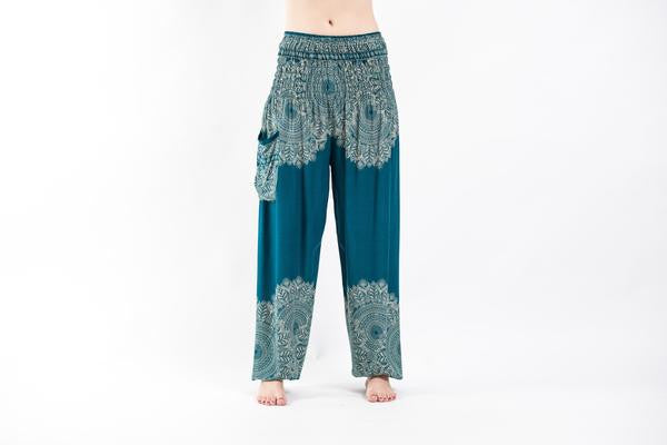 Floral Mandalas Harem Pants in Turquoise