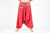 Thai Hill Tribe Cotton Fisherman Low Cut Harem Pants  Red