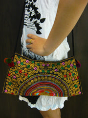 Hand Made Thai Hmong Embroidered Clutch Bag Gold