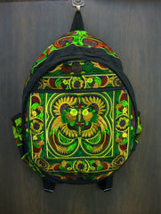 Thai Hill Tribe Embroidered Backpack in Green