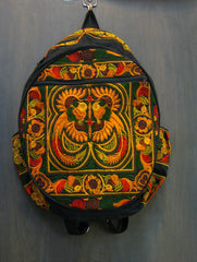 Thai Hill Tribe Embroidered Backpack in Orange