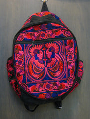 Thai Hill Tribe Embroidered Backpack in Pink