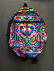 Thai Hill Tribe Embroidered Backpack in Purple