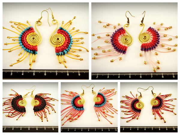 Wholesale set of 10 Thai Hmong Tribal Earrings Large