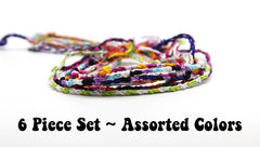 Assorted 6 Piece Set Friendship Hand Made Cotton Woven String Bracelet