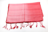 100% Fair Trade Thai Ribbon Style Scarf Shawl Red