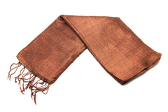 100% Fair Trade Thai Silk Solid Color Scarf Brown