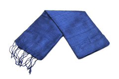 100% Fair Trade Thai Silk Solid Color Scarf Blue