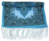 Lovely Hand Made Thai Floral Scarf Shawl Blue