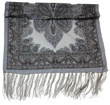 Lovely Hand Made Thai Floral Scarf Shawl Gray