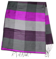 Fair Trade Hand Made Nepal Pashmina Scarf Shawl Striped Grape Purple