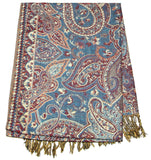 Hand Made Pashmina Shawl Scarf Flower in Blue