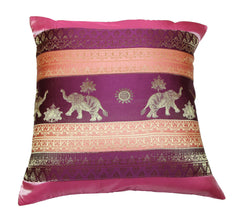 Thai Silk Elephant Pillow Cases in Purple