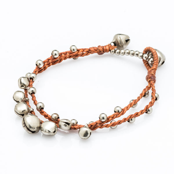 Silver Bell Waxed Cotton Bracelets in Copper