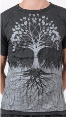 Sure Design Mens T-Shirts Tree of Life in Silver on Black