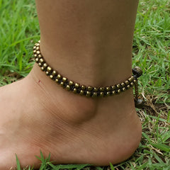 Hand Made Fair Trade Anklet Double Strand Brass Beads
