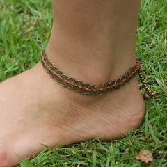 Hand Made Fair Trade Anklet Antique Coins Brown