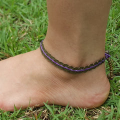 Hand Made Fair Trade Anklet Antique Coins Purple