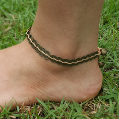 Hand Made Fair Trade Anklet Antique Coins Beige