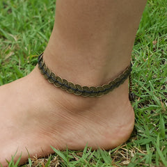 Hand Made Fair Trade Anklet Antique Coins Black