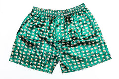 Thai Silk Boxer Shorts Elephants Print in Green