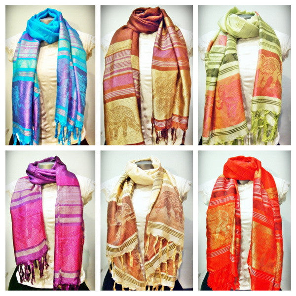 Wholesale Set of 10 Nepal Fair Trade Pashmina Scarves Shawls