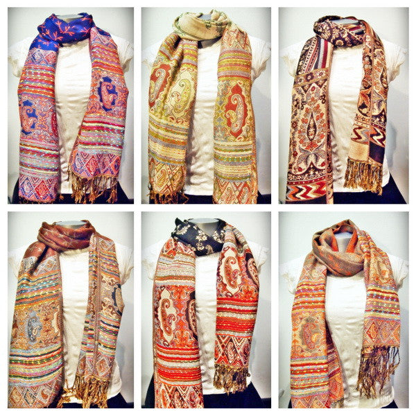 Wholesale Set of 10 Nepal Fair Trade Pashmina Scarves Shawls