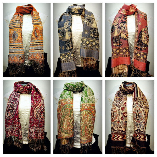 Wholesale Set of 10 Nepal Fair Trade Pashmina Scarves Shawls