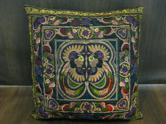 Hand Embroidered Thai Hmong Hill Tribe Pillow Cover Green