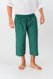 Cotton Thai Drawstrintg 3/4 Yoga Massage Pants Green