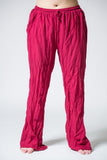 Thai Organic Cotton Wide Leg Crinkled Drawstring Pants Red