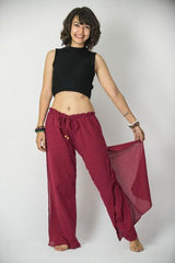 Women's Thai Harem Double Layers Palazzo Pants in Solid Red