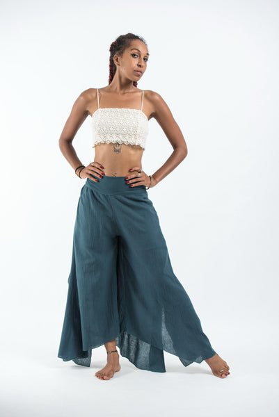 Women's Tinkerbell Cotton Palazzo Pants in Dark Teal