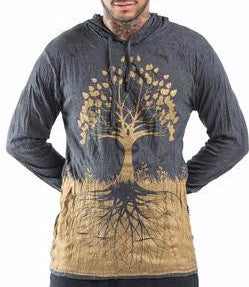 Sure Design Unisex Hoodie Tree of Life in Gold on Black