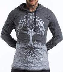 Sure Design Unisex Hoodie Tree of Life in Silver on Black