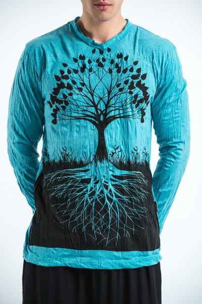 Sure Design Unisex Long Sleeve Shirts Tree of Life in Turquoise