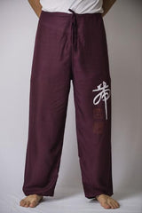 Mens Thai Cotton Yoga Pants With Chinese Writing Print Purple