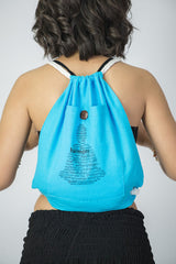 Harmony Drawstring Cotton Canvas Backpack in Blue