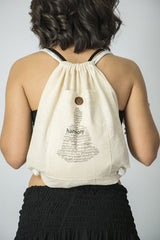 Harmony Drawstring Cotton Canvas Backpack in Cream