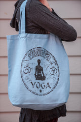 NEW Recycled Cotton Canvass Shopping Tote Bag Yoga Light Blue